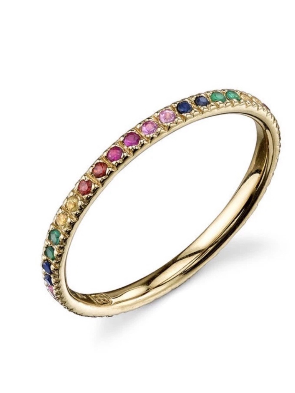 Gold Multi-Gemstone Stackable Ring - Rainbow Colors